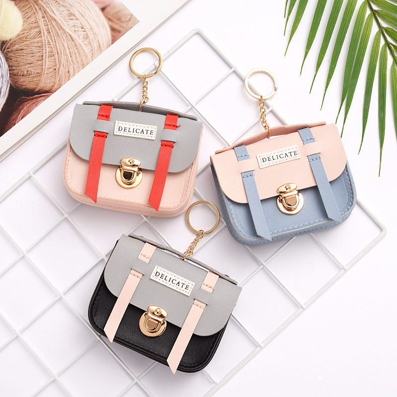 Wholesale Mini School Bag PU Coin Purse Keychain